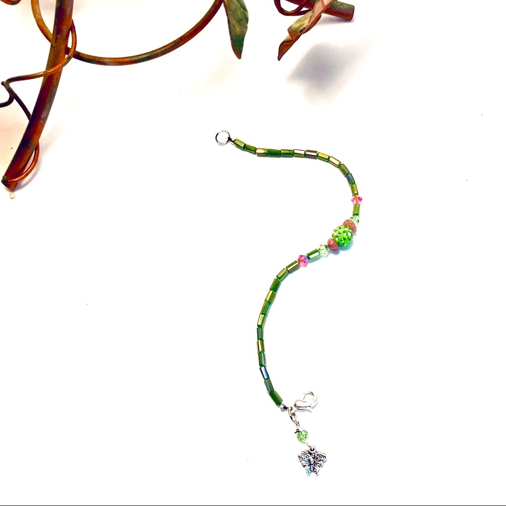Pink and Green Swarovski Glass Bracelet - Picture 5 of 8